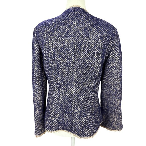 Talbots 10 Purple White Tweed Woven Blazer Jacket Classic Fall Winter Wool Blend - Picture 4 of 12